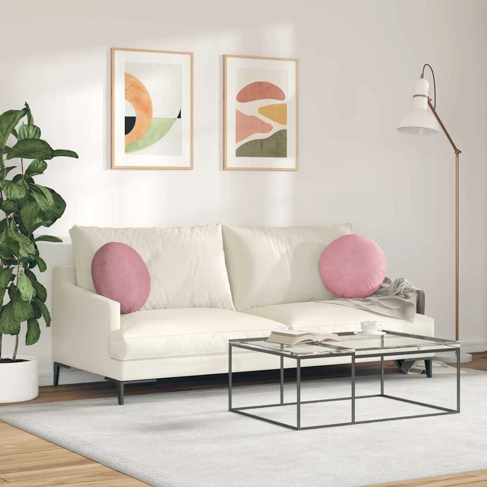 Sėdynių pagalvėlės 2 pcs Rožinė Ø 40 x 13 cm Aksomas