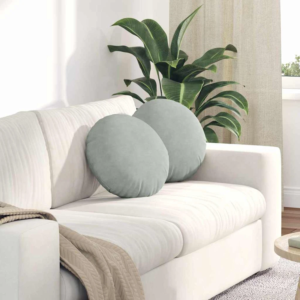 Sėdynių pagalvėlės 2 pcs Šviesiai pilka Ø 40 x 13 cm Aksomas