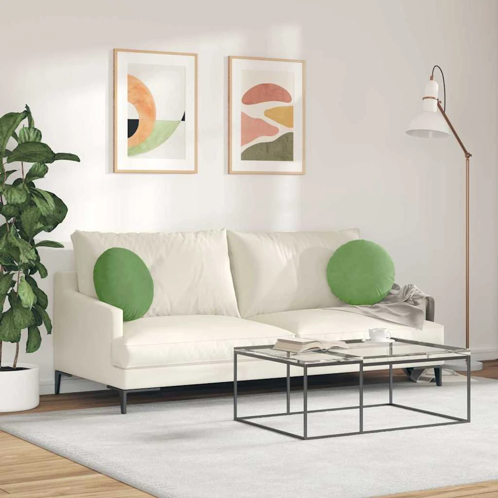 Sėdynių pagalvėlės 2 pcs Šviesiai žalia Ø 40 x 13 cm Aksomas