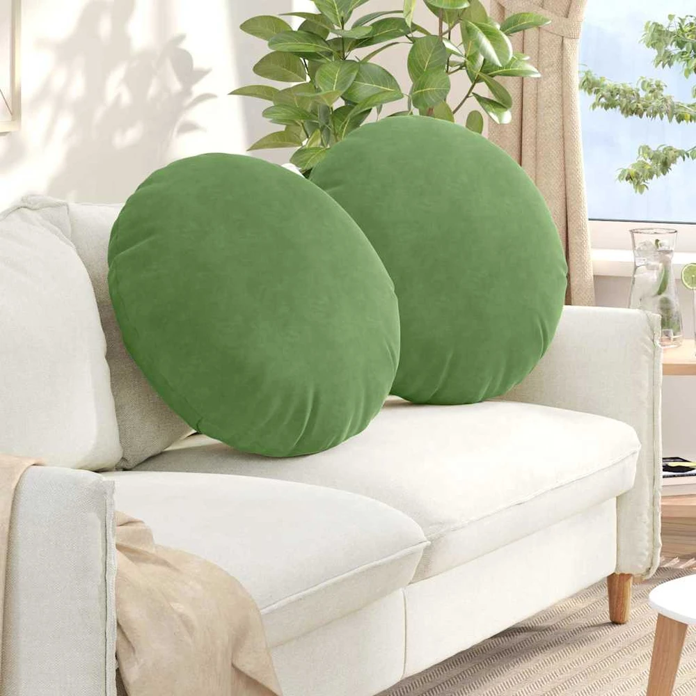 Sėdynių pagalvėlės 2 pcs Šviesiai žalia Ø 40 x 13 cm Aksomas