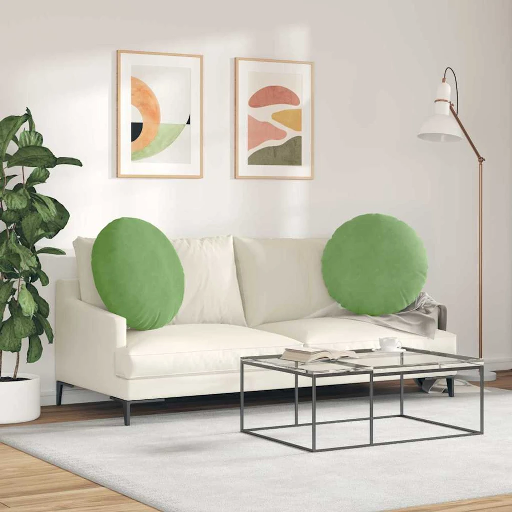 Sėdynių pagalvėlės 2 pcs Šviesiai žalia Ø 40 x 13 cm Aksomas