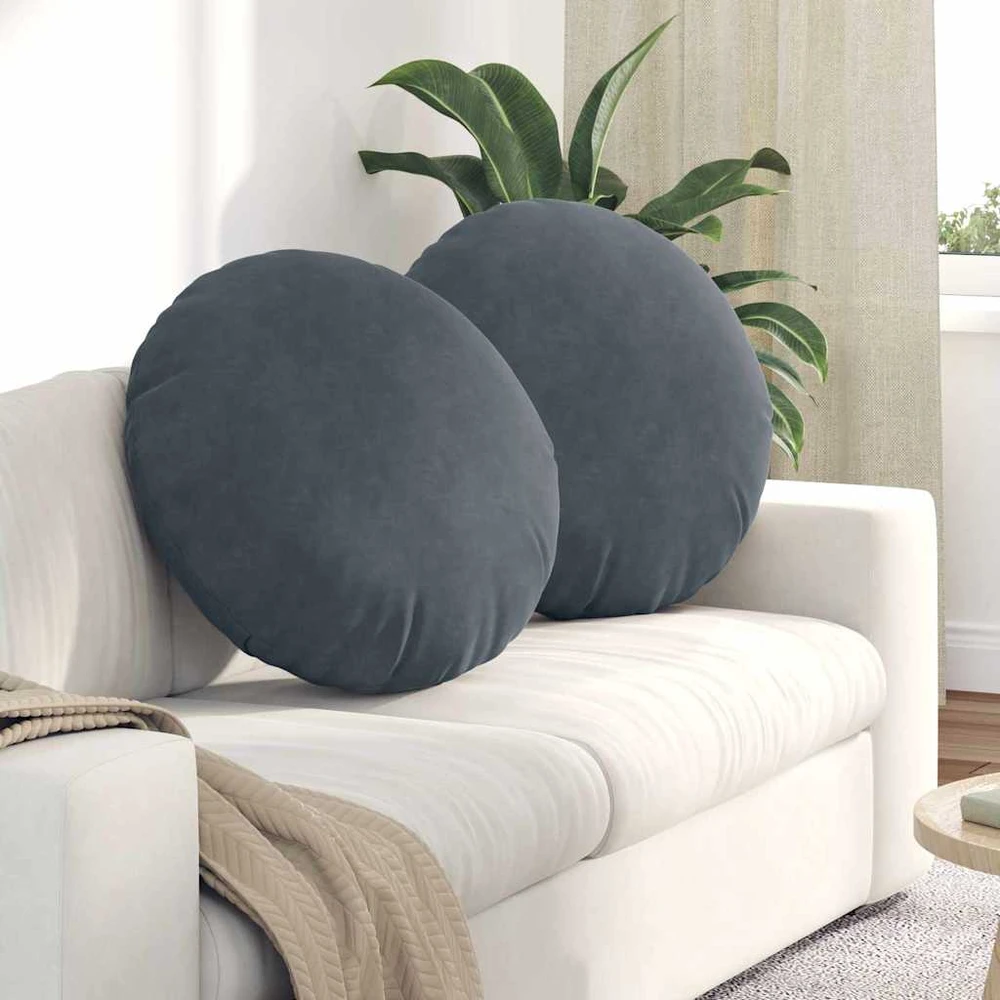 Sėdynių pagalvėlės 2 pcs Tamsiai pilka Ø 40 x 13 cm Aksomas