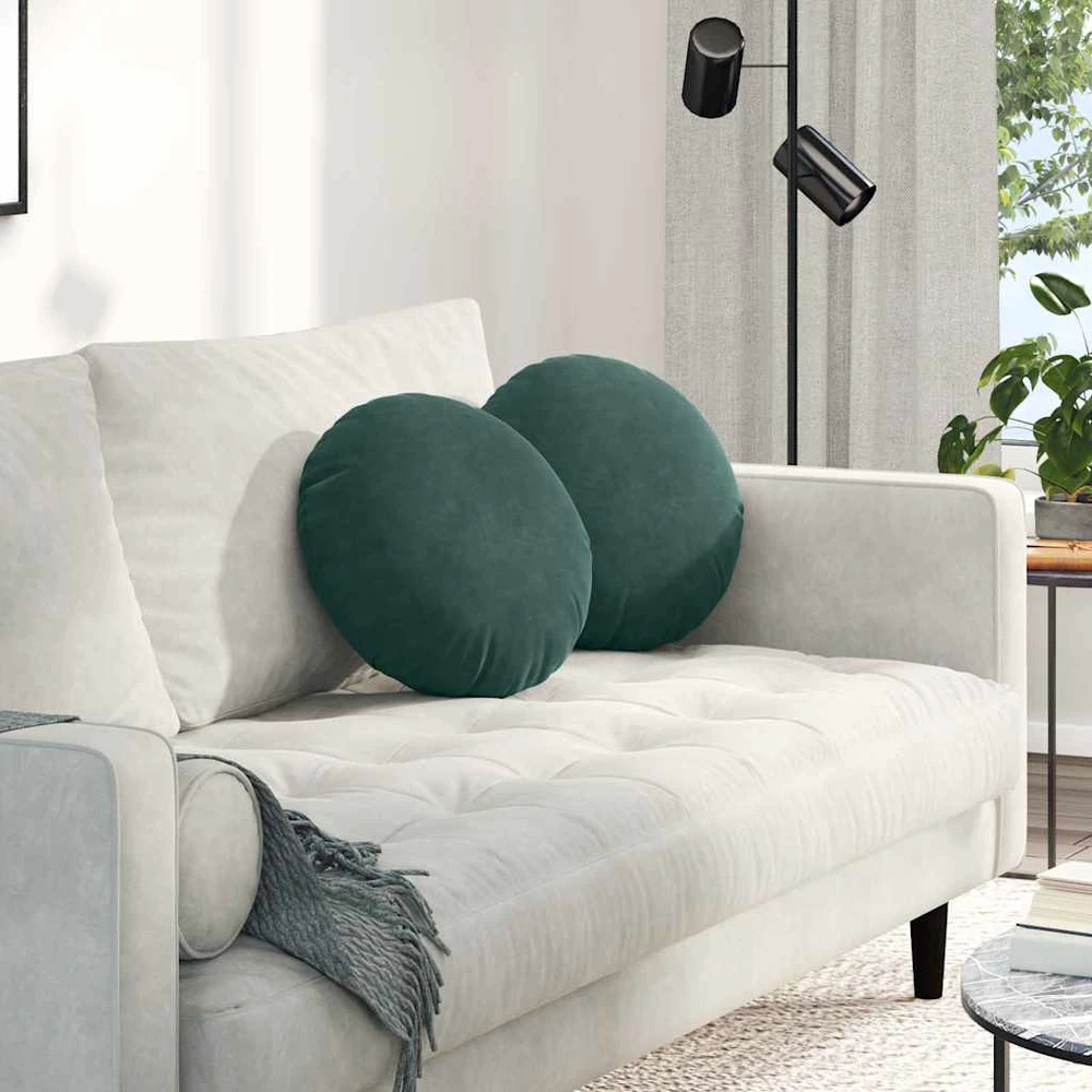 Sėdynių pagalvėlės 2 pcs Tamsiai žalia Ø 40 x 13 cm Aksomas
