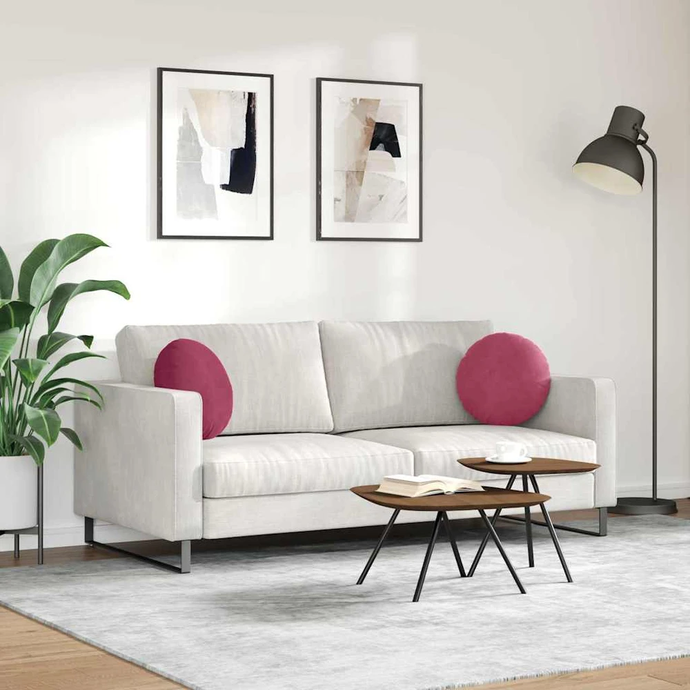 Sėdynių pagalvėlės 2 pcs Vyno raudona Ø 40 x 13 cm Aksomas
