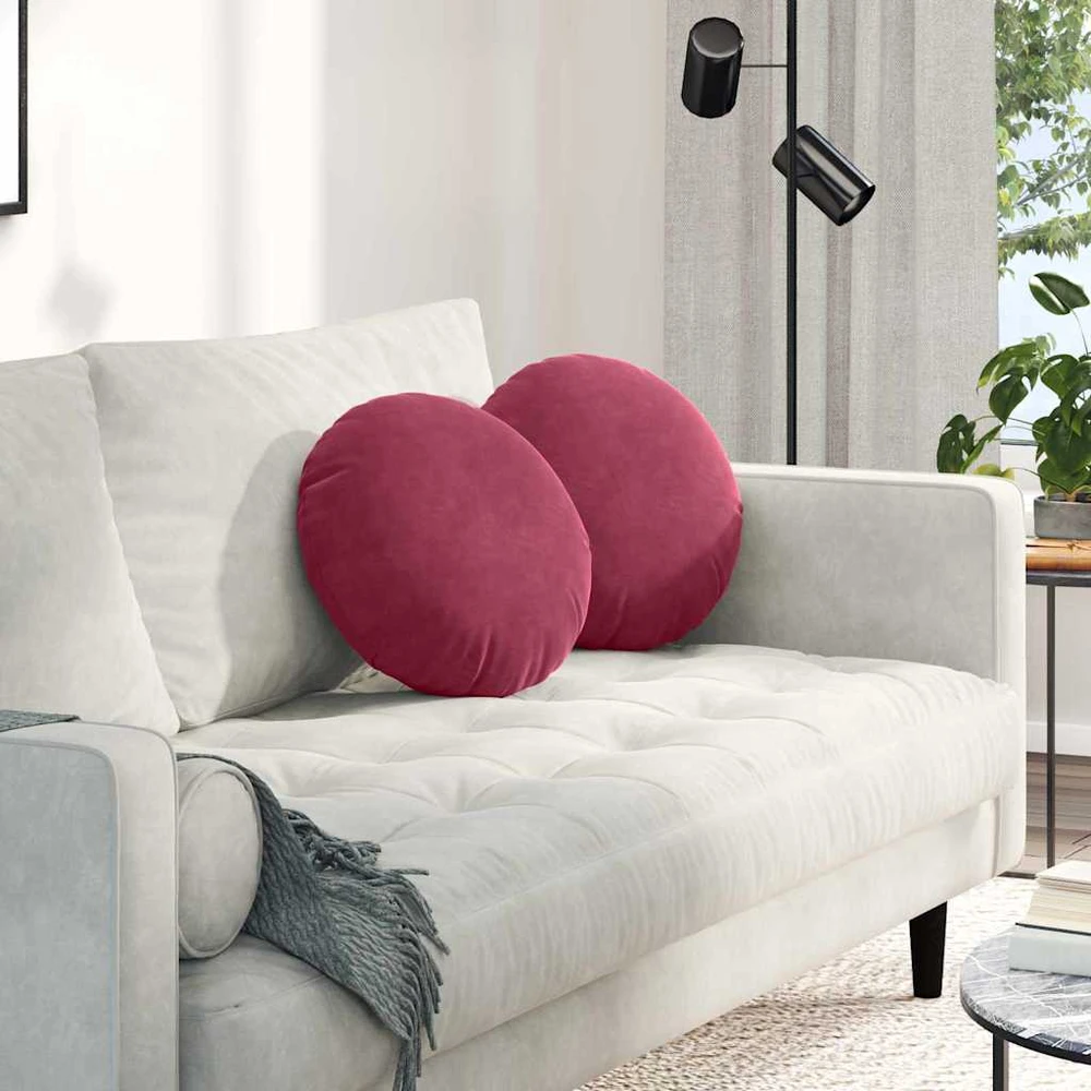 Sėdynių pagalvėlės 2 pcs Vyno raudona Ø 40 x 13 cm Aksomas