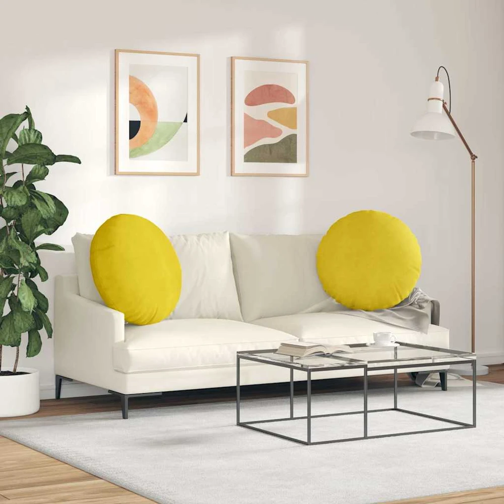 Sėdynių pagalvėlės 2 vnt. Aksomas Geltona Ø60 x 21 cm