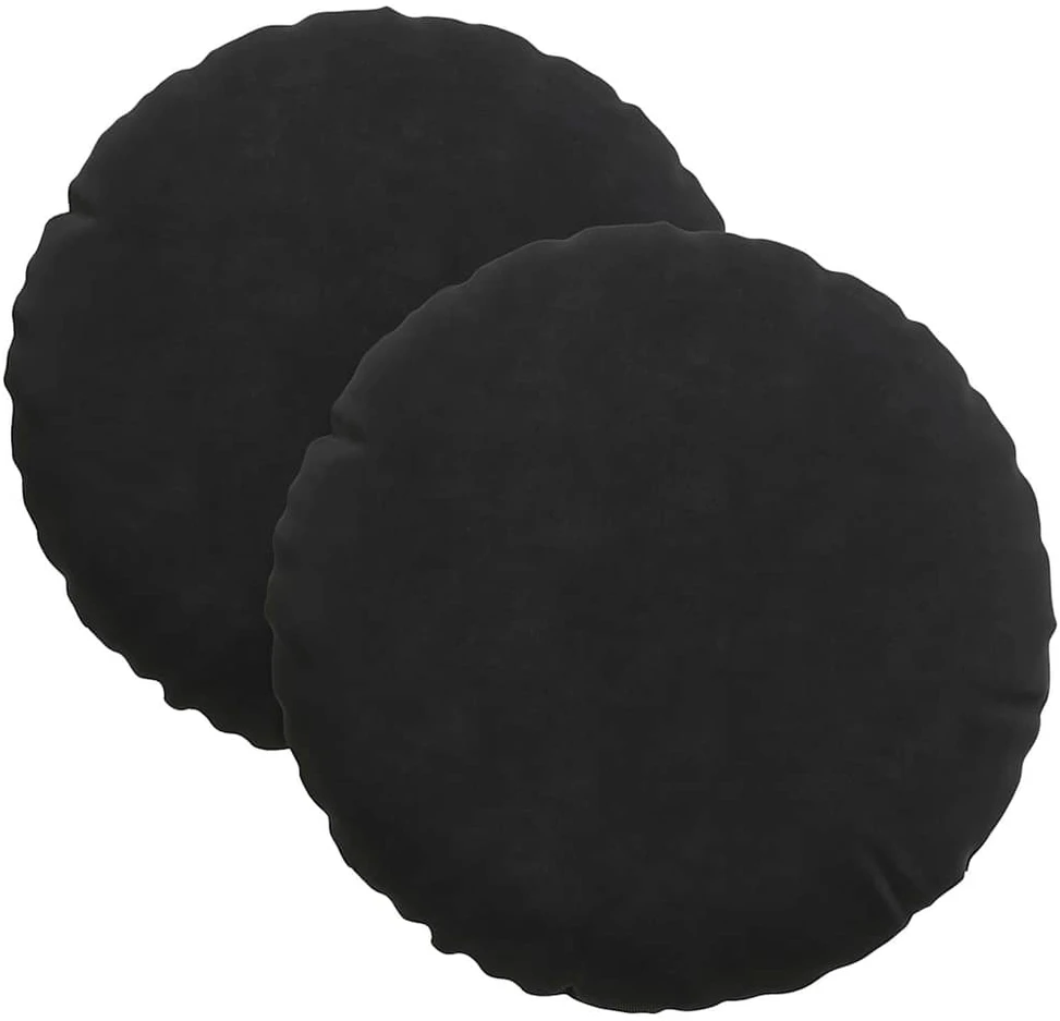 Sėdynių pagalvėlės 2 vnt. Aksomas Juoda Ø30 x 13 cm