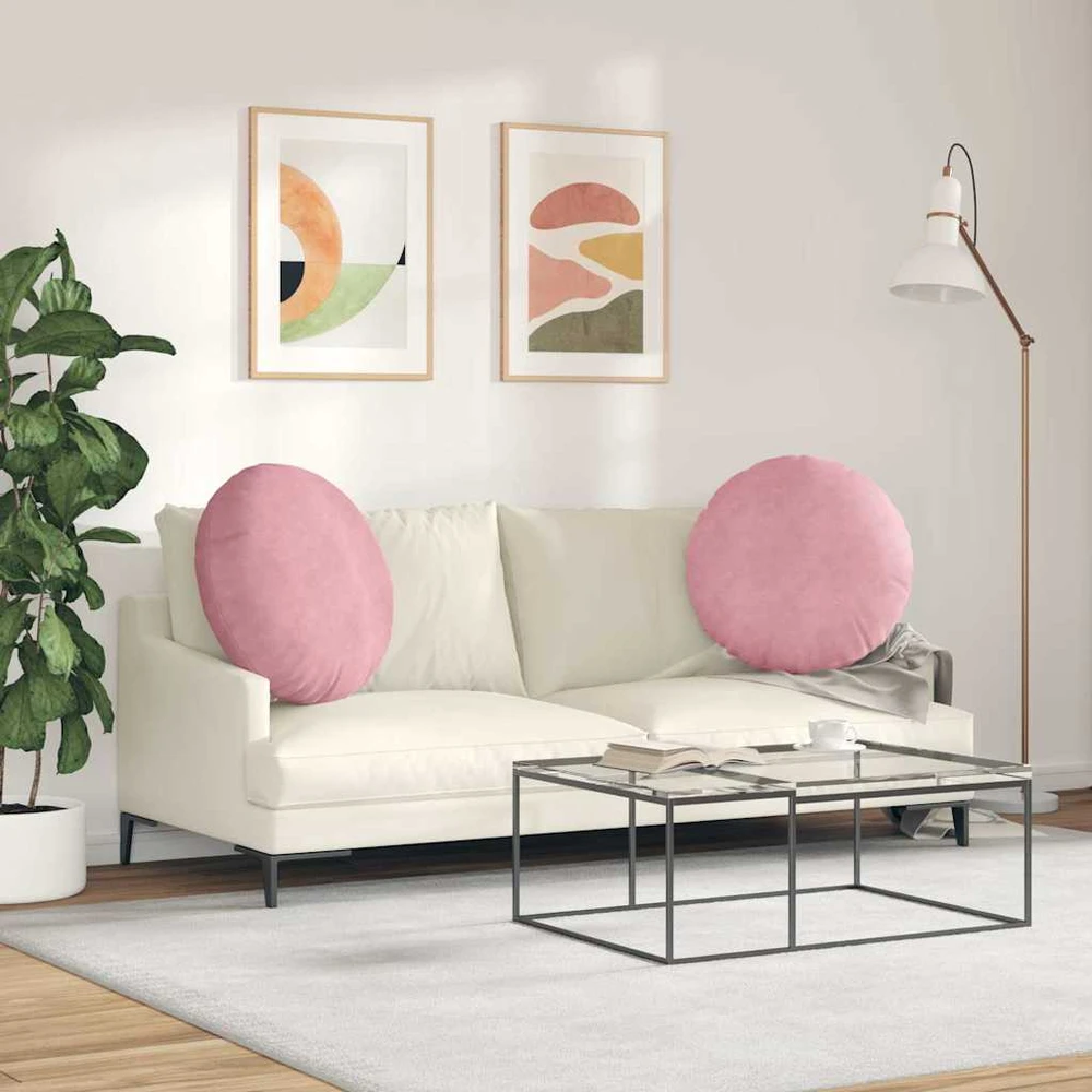 Sėdynių pagalvėlės 2 vnt. Aksomas Rožinė Ø 80 x 29 cm