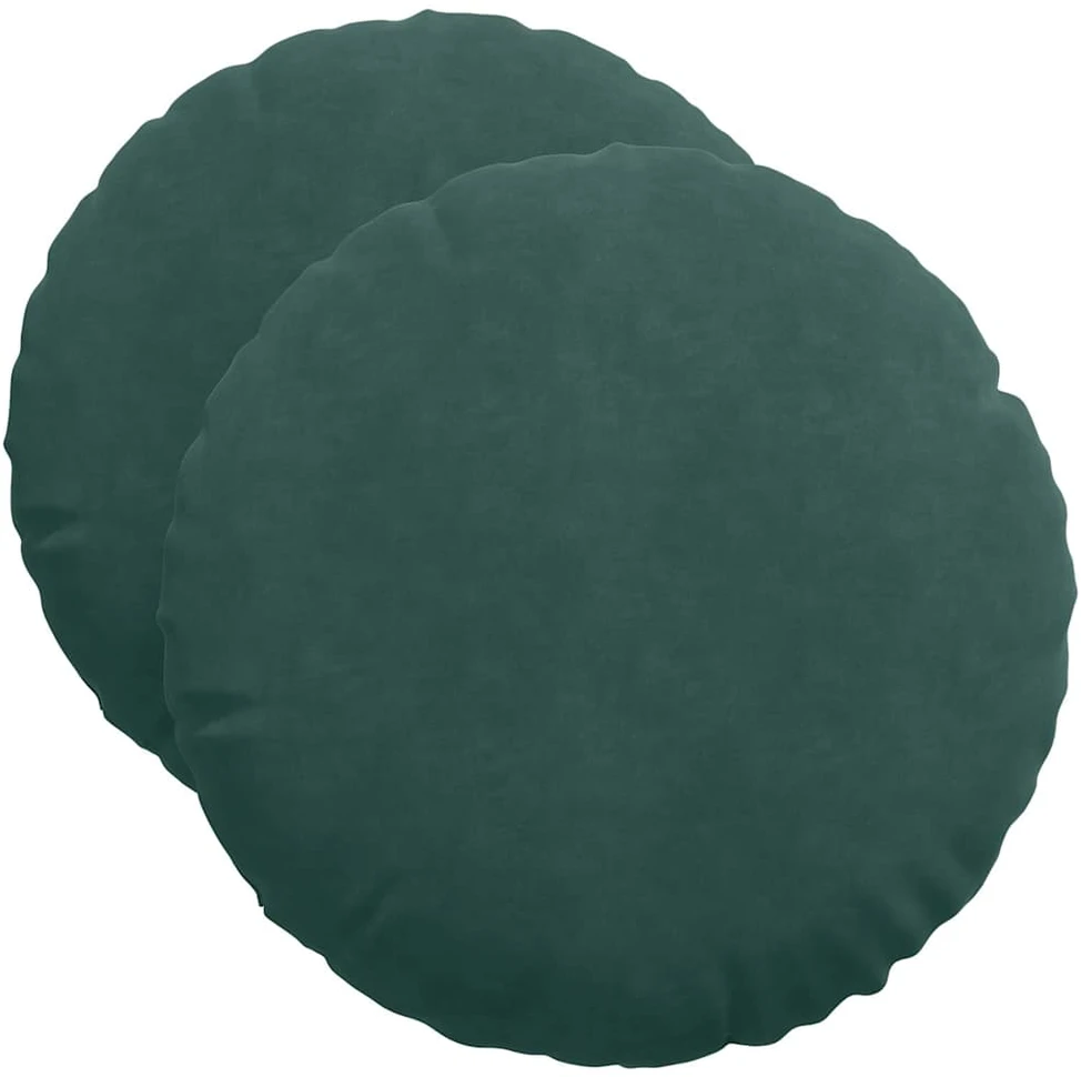 Sėdynių pagalvėlės 2 pcs Tamsiai žalia Ø 40 x 13 cm Aksomas