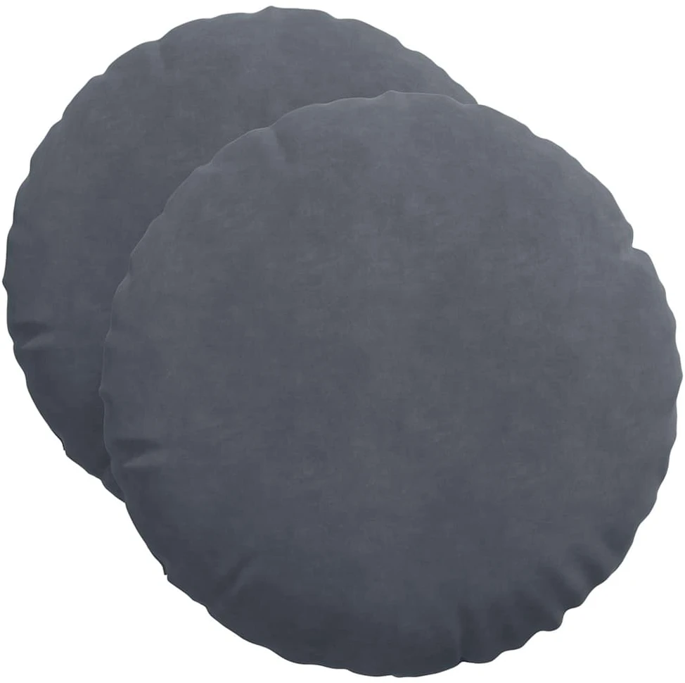 Sėdynių pagalvėlės 2 vnt. Aksomas Tamsiai pilka Ø50 x 19 cm