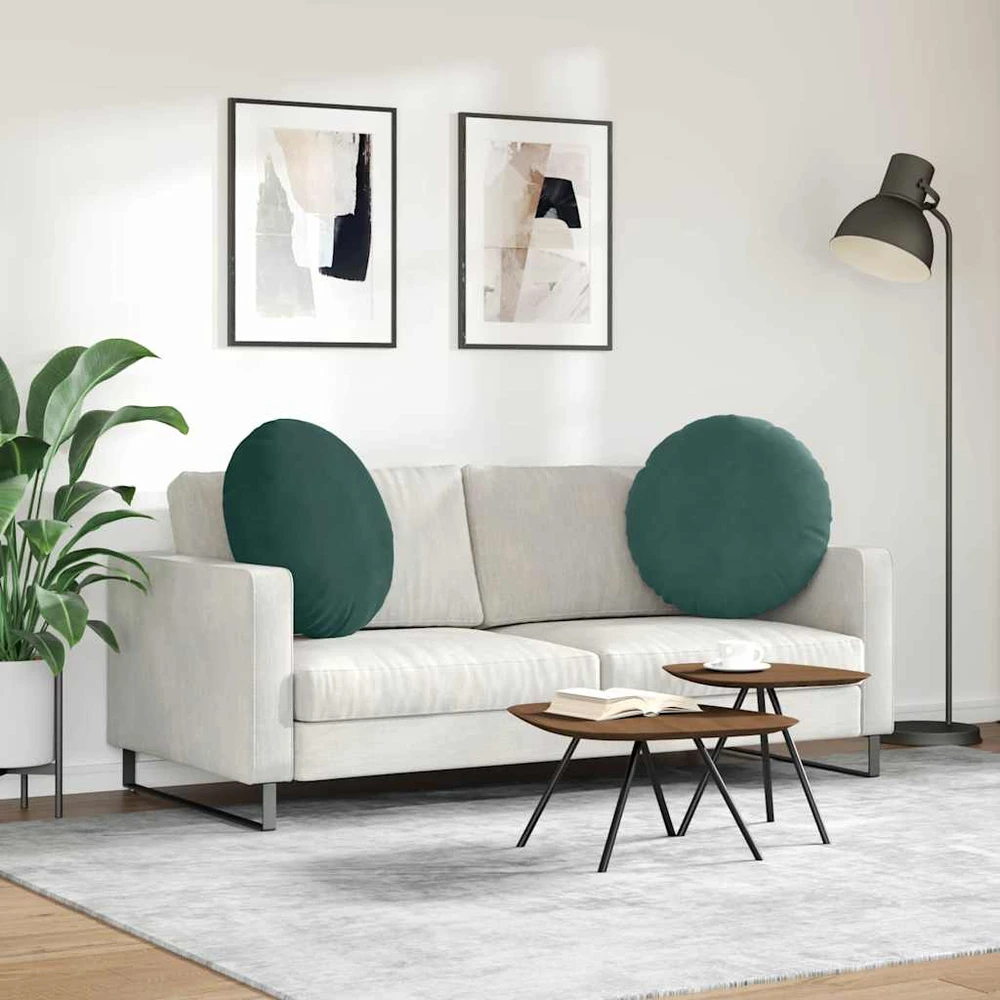 Sėdynių pagalvėlės 2 vnt. Aksomas Tamsiai žalia Ø 80 x 29 cm