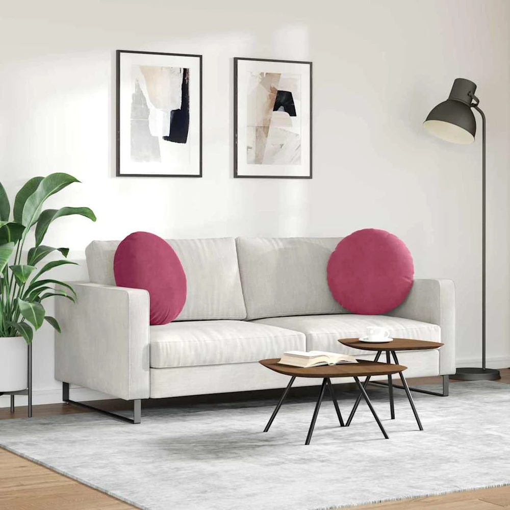 Sėdynių pagalvėlės 2 vnt. Aksomas Vyno raudona Ø50 x 19 cm
