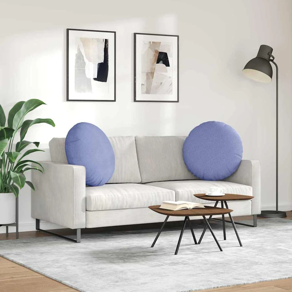 Sėdynių pagalvėlės 2 pcs Džinsinės mėlynos Ø60 x 21 cm audinys