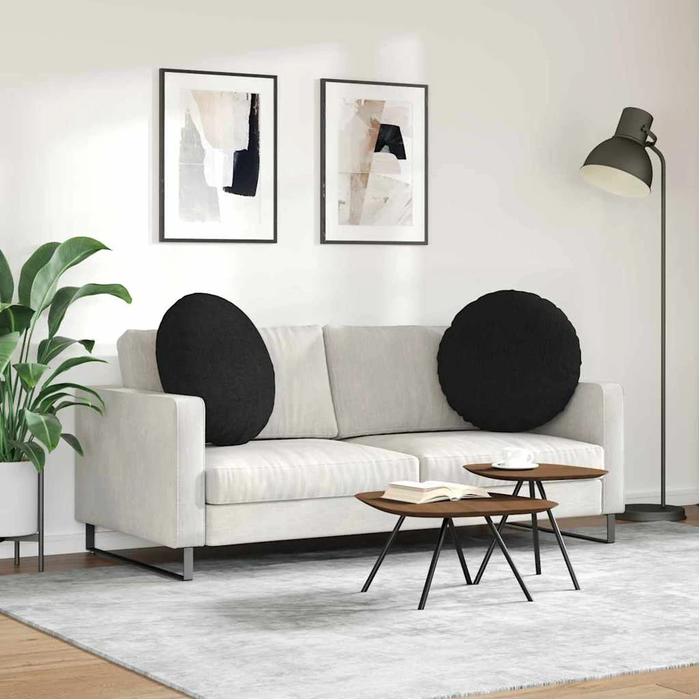 Sėdynių pagalvėlės 2 pcs Juoda Ø60 x 21 cm audinys