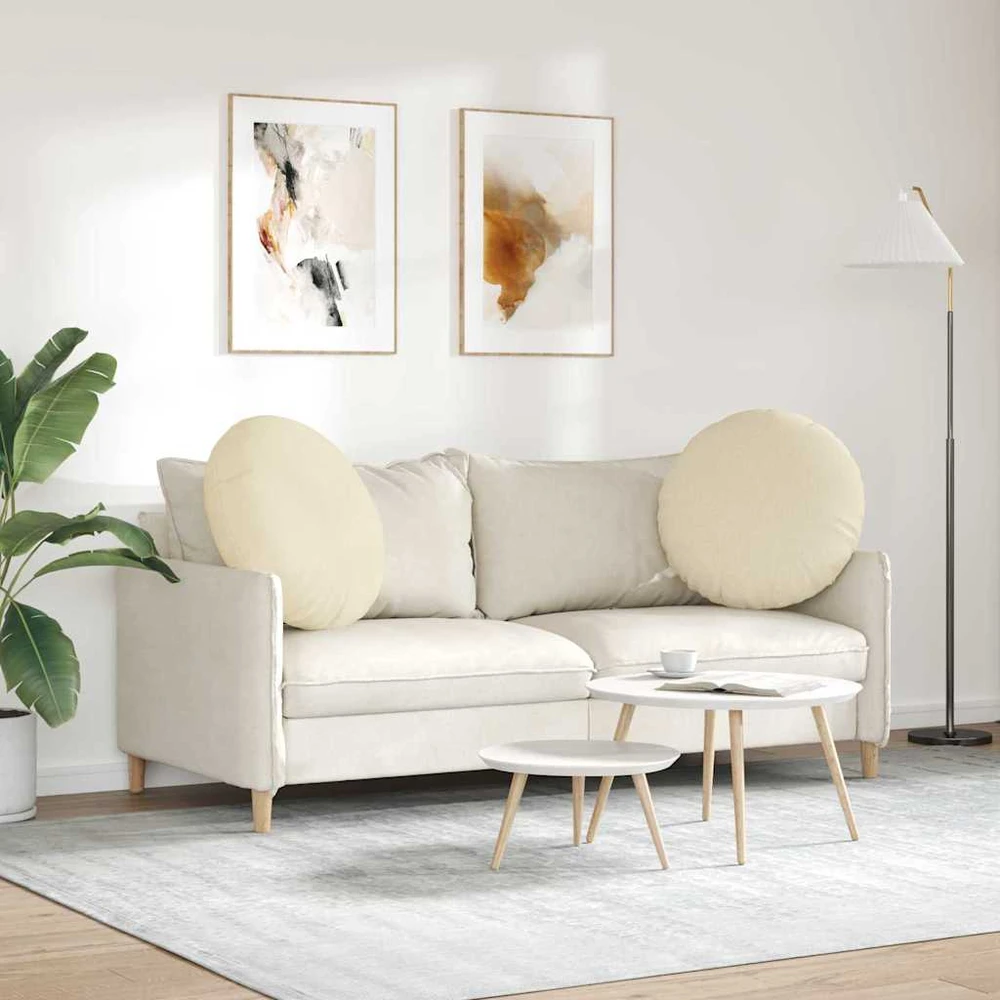 Sėdynių pagalvėlės 2 vnt. Audinys Kreminė Ø80 x 29 cm