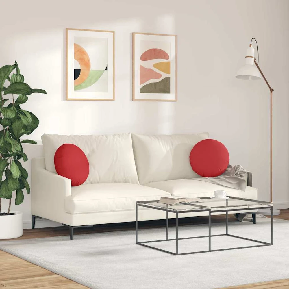 Sėdynių pagalvėlės 2 vnt. Audinys Raudona Ø40 x 13 cm