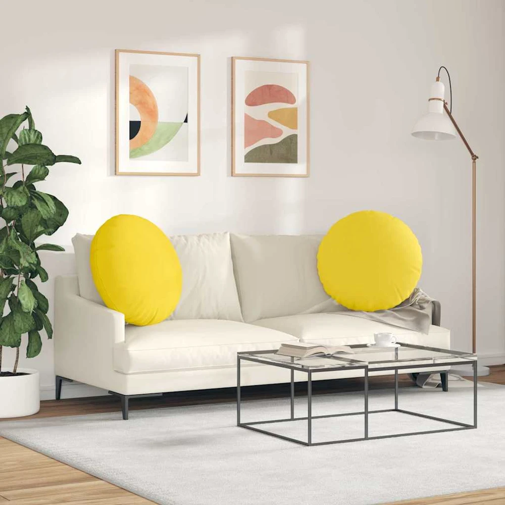 Sėdynių pagalvėlės 2 vnt. Audinys Šviesi geltona Ø60 x 21 cm
