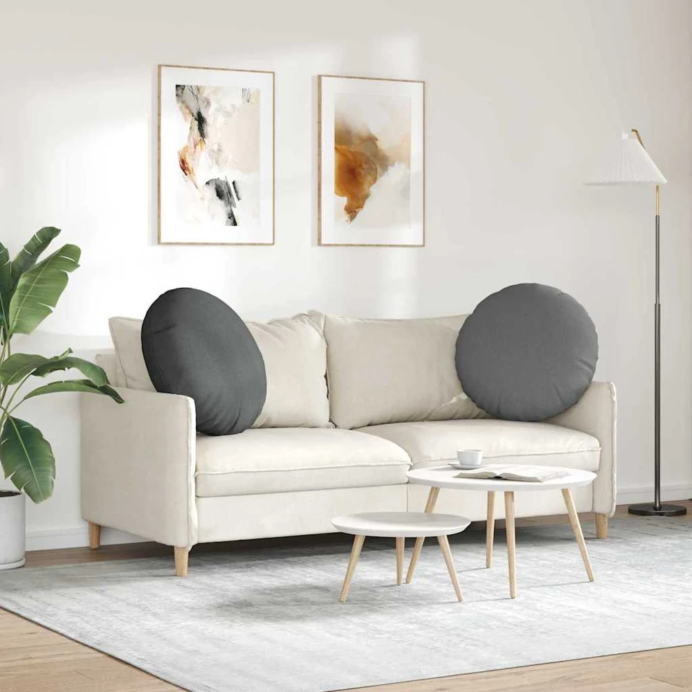 Sėdynių pagalvėlės 2 vnt. Audinys Tamsiai pilka Ø60 x 21 cm