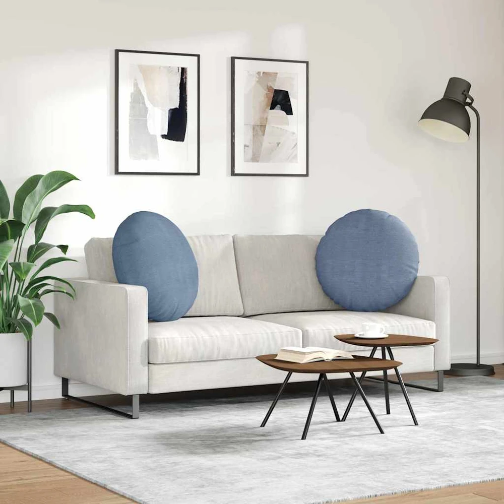 Sėdynių pagalvėlės 2 vnt. Kordūrinis audinys Mėlyna Ø60 x 21 cm