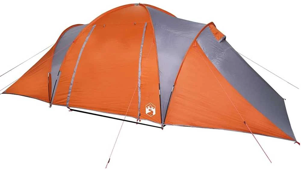 Šeimos palapinė, pilka ir oranžinė, šešiavietė, kupolinė