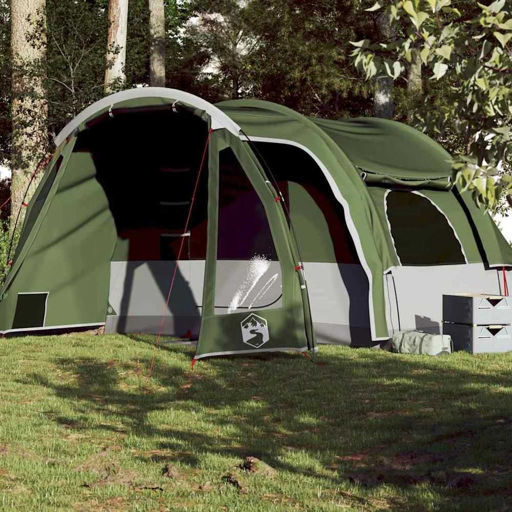 Šeimos palapinė, žalios spalvos, šešiavietė, atspari vandeniui