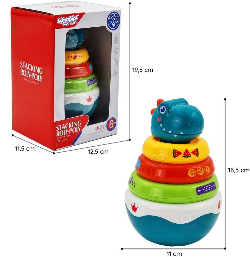 Woopie Baby WOOPIE Žaislas Sensoryczny Dino Piramidė Kūdikiams