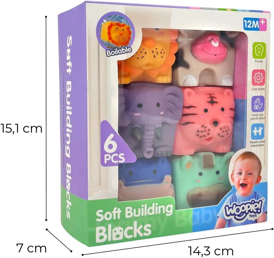 Sensoriniai gyvūnėlių kaladėlės WOOPIE BABY