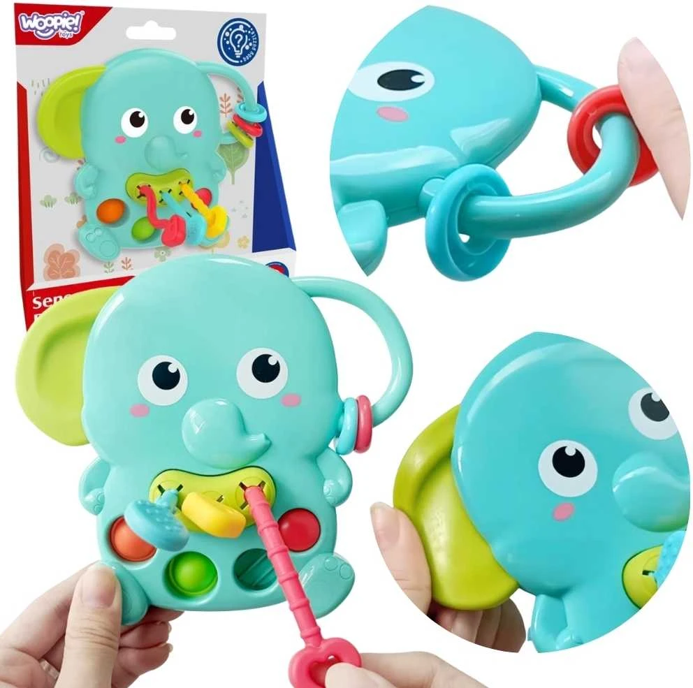 Woopie Sensorinis žaislas-gryzinėlis Drambliukas 4in1 Montessori