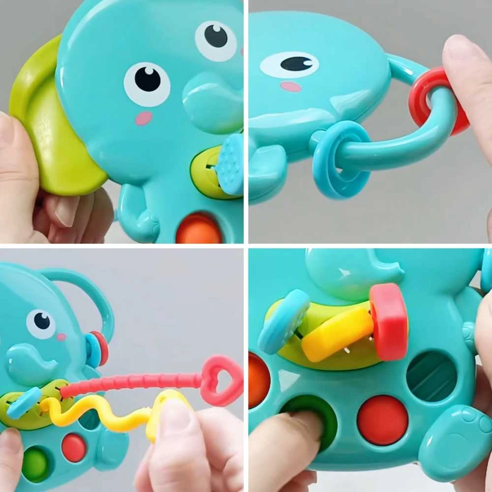 Woopie Sensorinis žaislas-gryzinėlis Drambliukas 4in1 Montessori