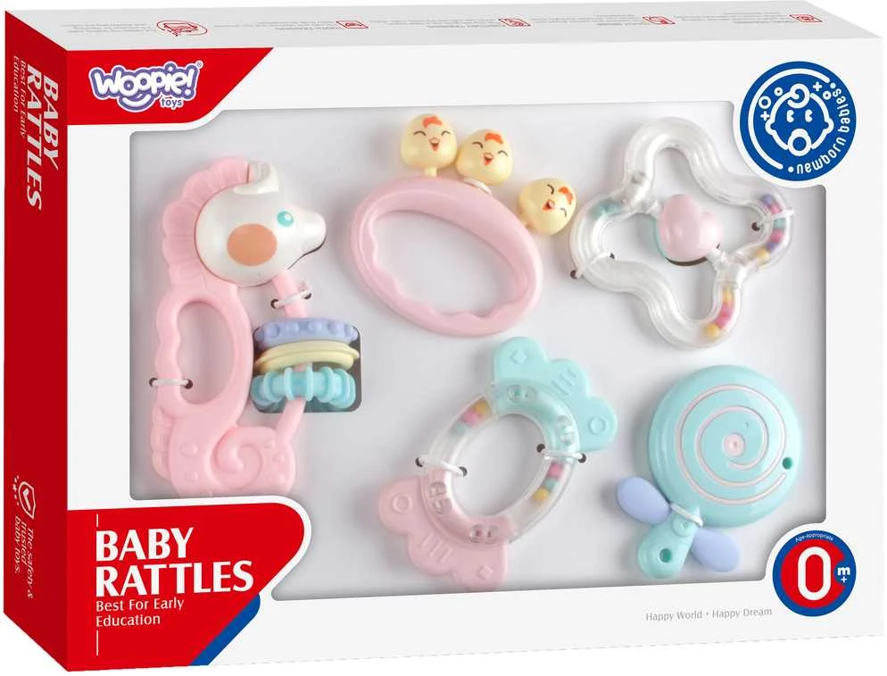Woopie Baby WOOPIE Kūdikių Kramtukai ir Kramtantys Žaislai 5 Spalvų Rinkinyje