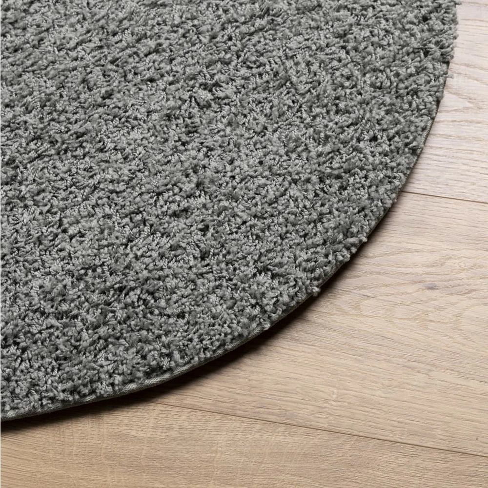Shaggy tipo kilimas, žalias, 80cm skersmens, aukšti šereliai