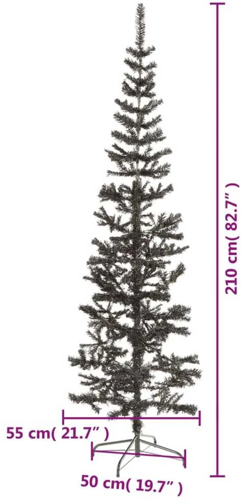 Siaura Kalėdų eglutė, juodos spalvos, 210cm