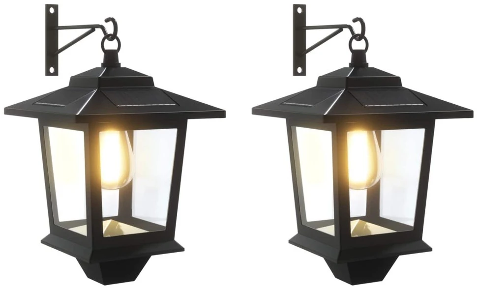 Sieninė Lempa with LED Bulb 2 vnt. Juoda 19 x 14 x 25 cm