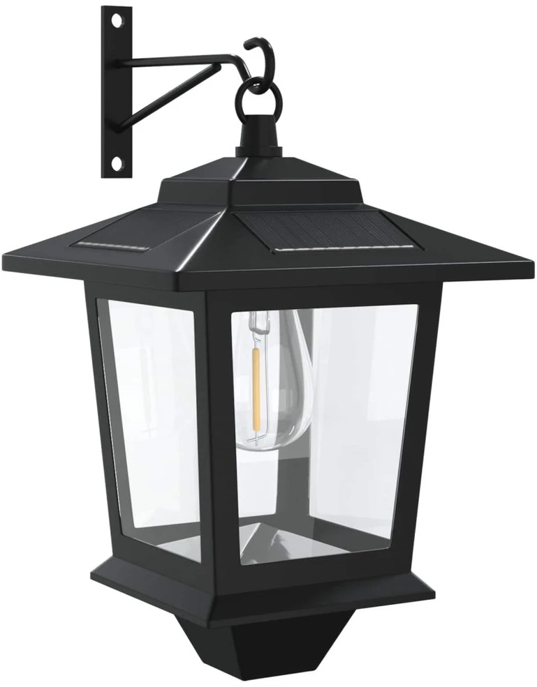 Sieninė Lempa with LED Bulb 2 vnt. Juoda 19 x 14 x 25 cm