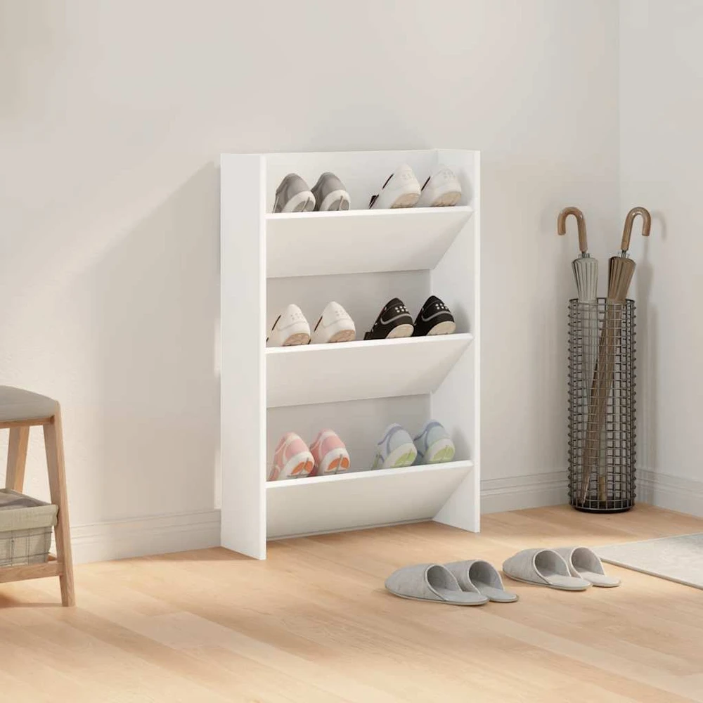 Sieninė spintelė batams, baltos spalvos, 60x18x90cm, MDP
