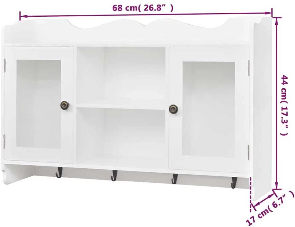Sieninė spintelė-eksponavimo lentyna, baltos spalvos, MDF