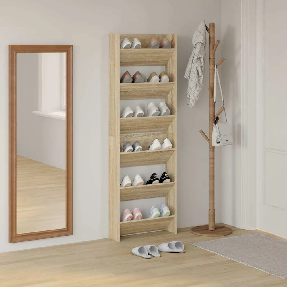 Sieninės spintelės batams, 2vnt., ąžuolo, 60x18x90cm, MDP