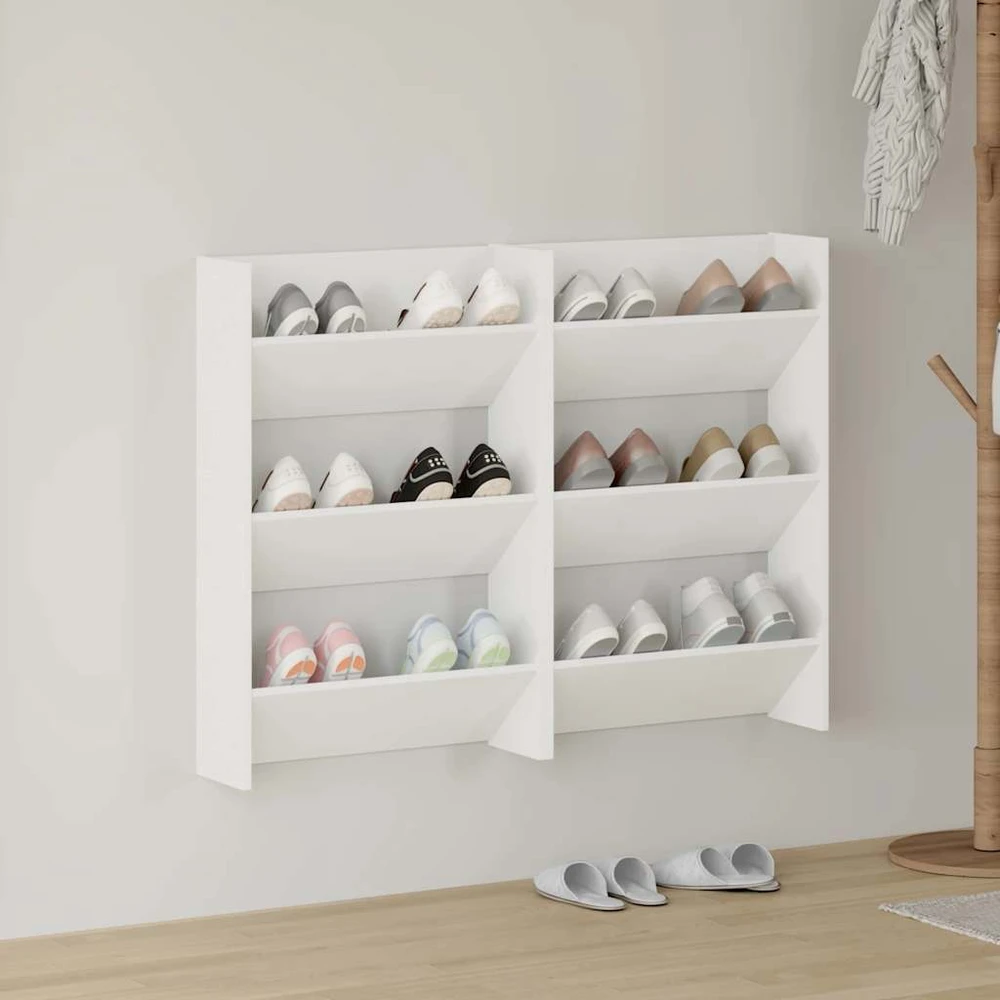Sieninės spintelės batams, 2vnt., baltos, 60x18x90cm, MDP