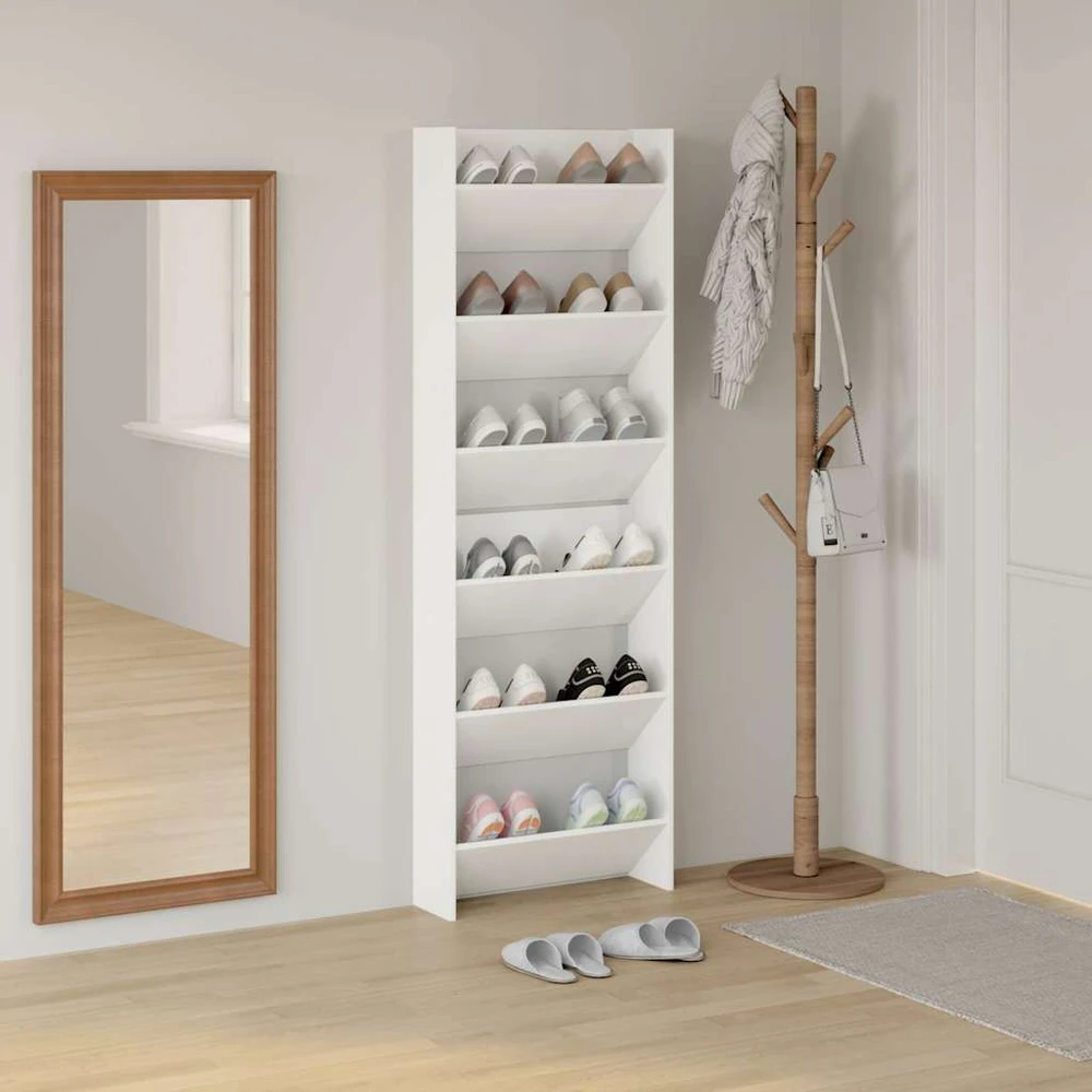 Sieninės spintelės batams, 2vnt., baltos, 60x18x90cm, MDP