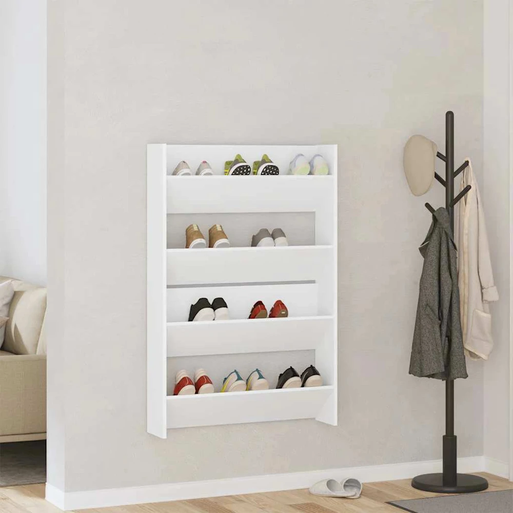 Sieninės spintelės batams, 2vnt., baltos, 80x18x60cm, MDP