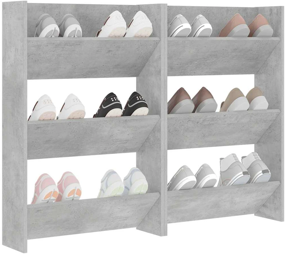 Sieninės spintelės batams, 2vnt., pilkos, 60x18x90cm, MDP