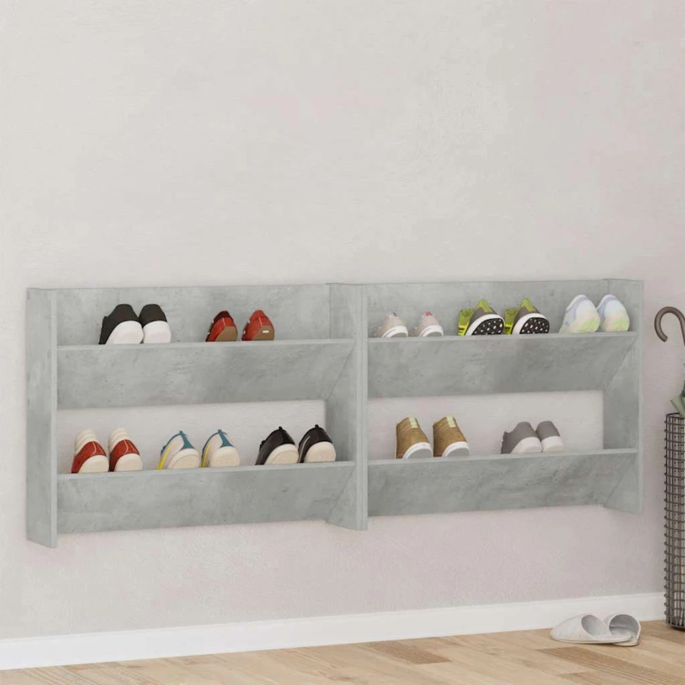 Sieninės spintelės batams, 2vnt., pilkos, 80x18x60cm, MDP