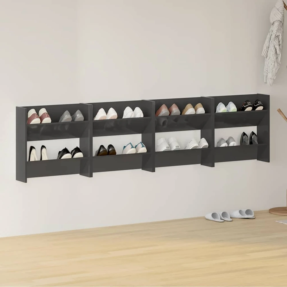 Sieninės spintelės batams, 4vnt., pilkos, 60x18x60cm, mediena