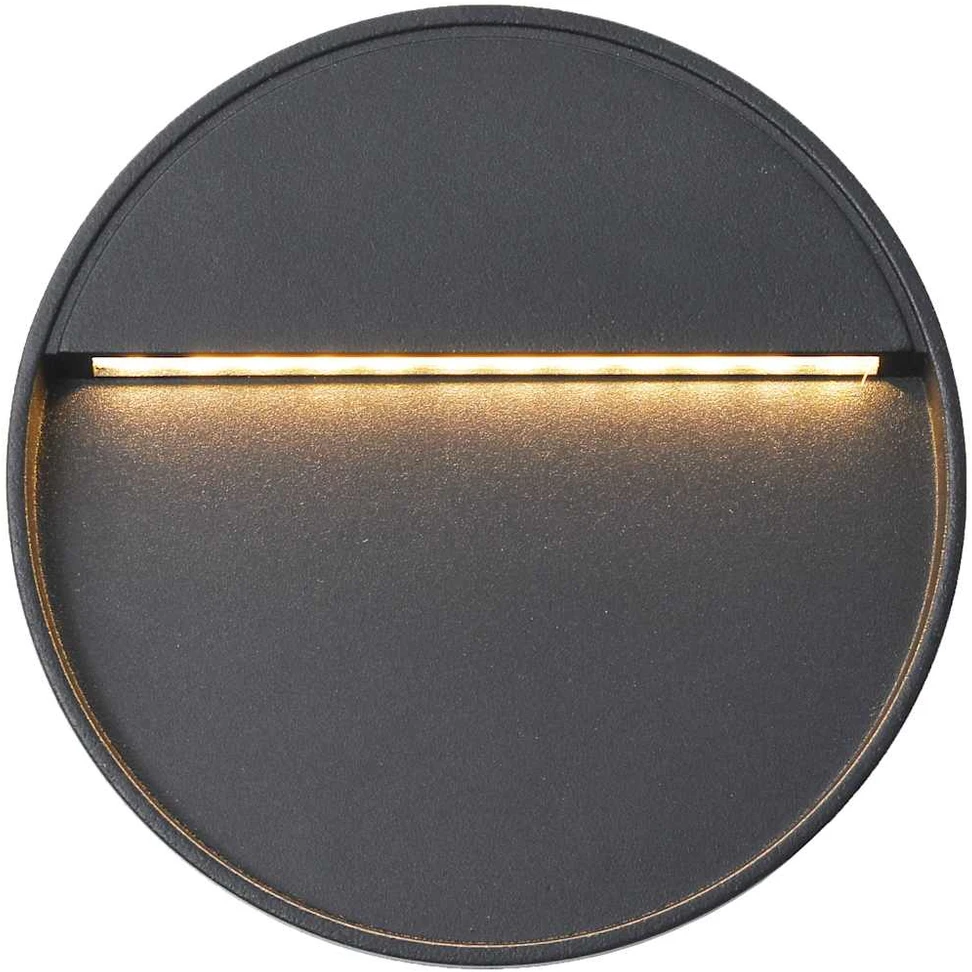 Sieniniai LED lauko šviestuvai, 2vnt., juodi, 3W, apvalūs