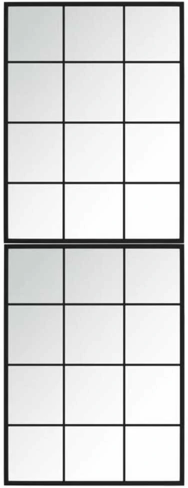 Sieniniai veidrodžiai, 2vnt., juodos spalvos, 80x60cm, metalas