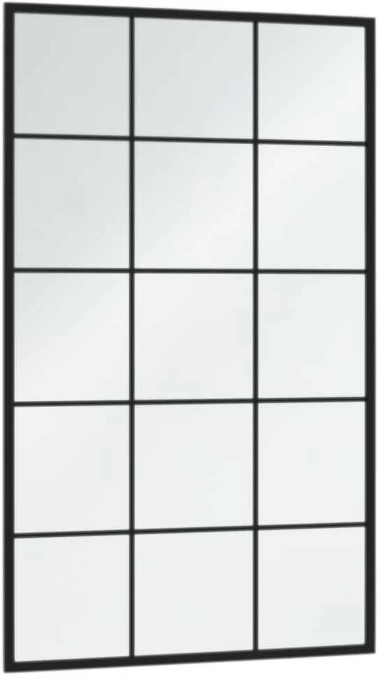 Sieniniai veidrodžiai, 6vnt., juodos spalvos, 100x60cm, metalas