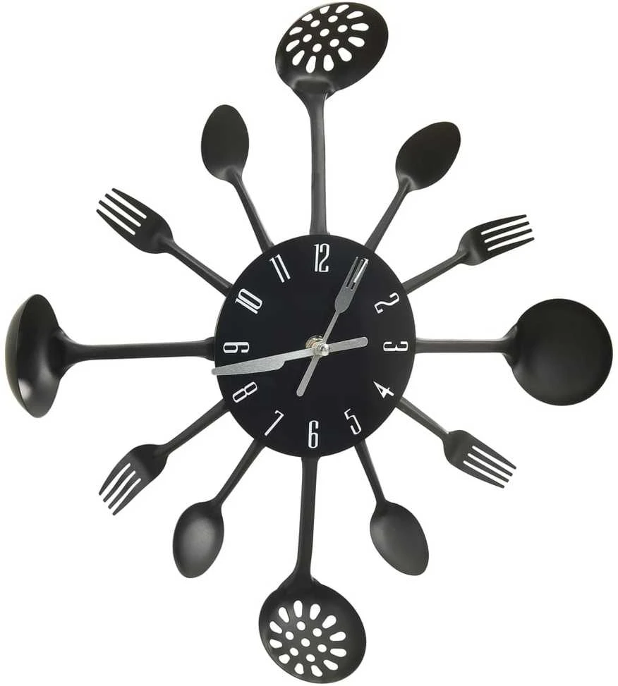 Sieninis laikrodis, juodas, 40cm, aliuminis