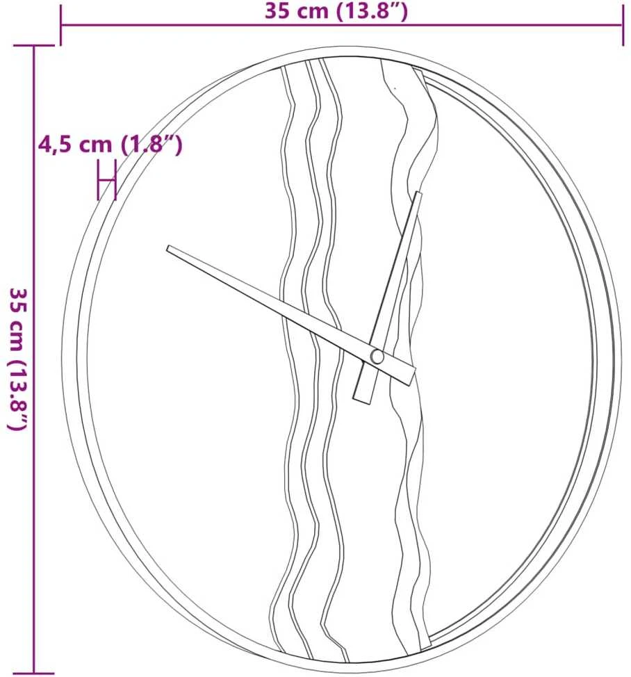 Sieninis laikrodis, rudas, Ø35cm, geležis ir ąžuolas