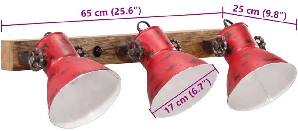 Pakabinamas šviestuvas Sieninis šviestuvas, baltintas raudonas, 65x25cm, 25W, E27