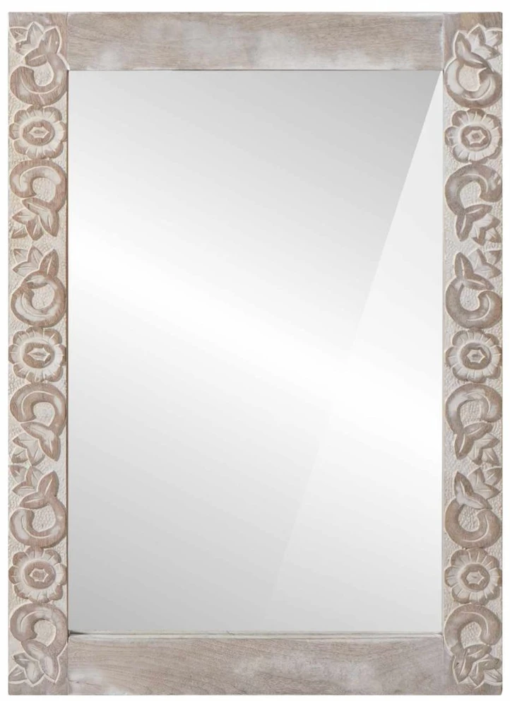 sieninis veidrodis Balta 70 x 50 cm Kietas mango medis